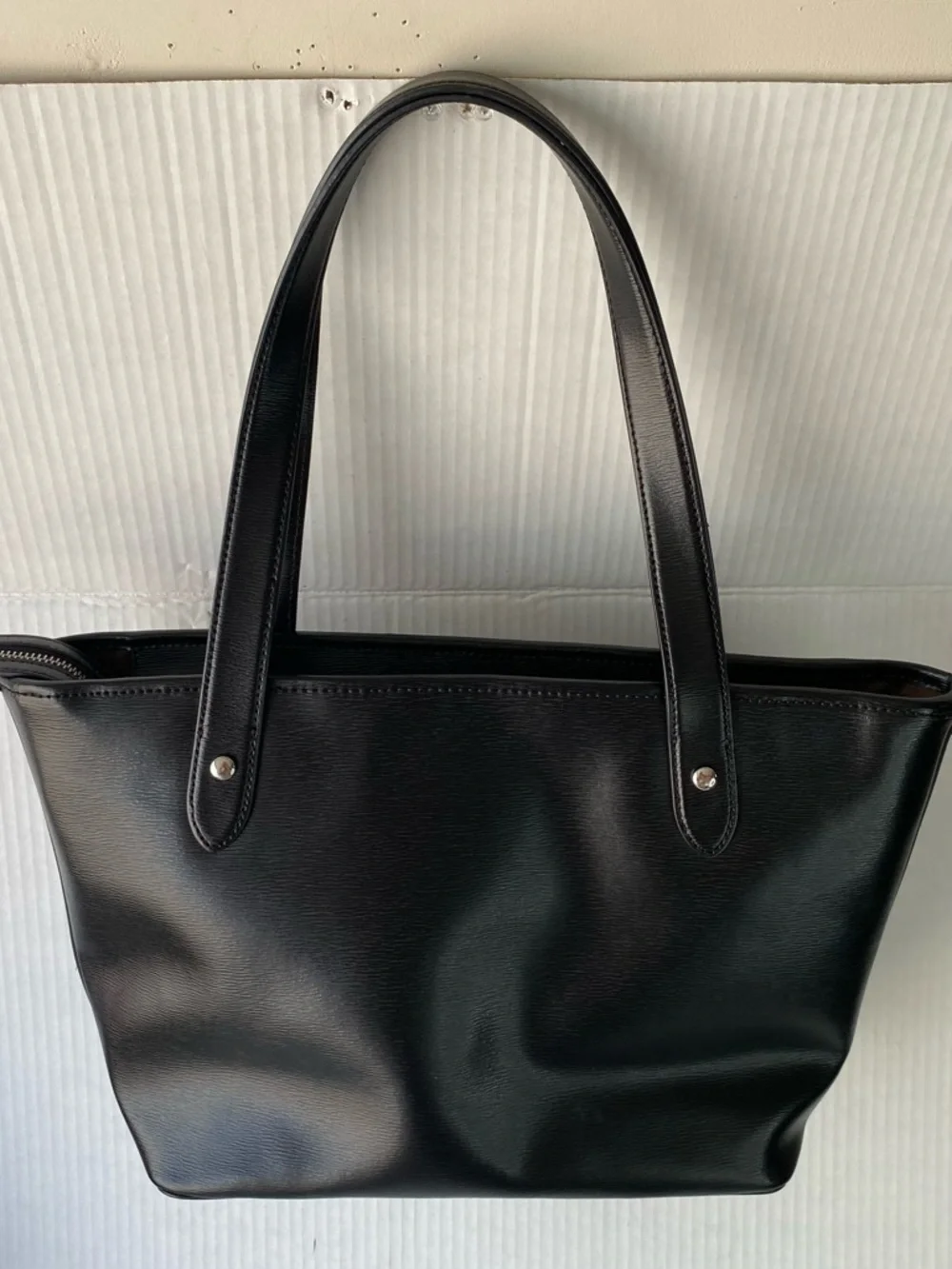 Lauren Ralph Lauren Sloan Street Black Saffiano Leather Shopper Tote Bag - Picture 13 of 15